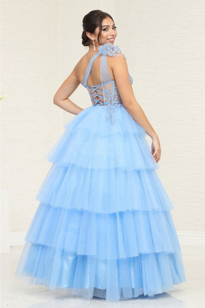 Royal Queen RQ8119-Dramatic Layered Ruffle Asymmetric Tulle Gala Gown