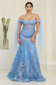 Royal Queen RQ8121 Off-Shoulder Embellished Mermaid Gala Dress - PERRY WINKLE / 4 - Dress