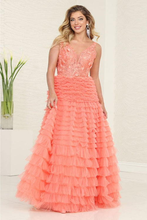 Royal Queen RQ8123 -Timeless 3D Floral Corset Tulle Gala Dress