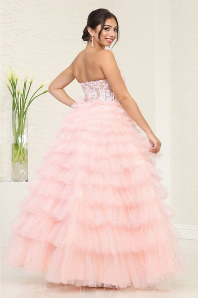 Royal Queen RQ8124 - Stunning Sheer-Tiered Strapless Pageant Dress - Dresses