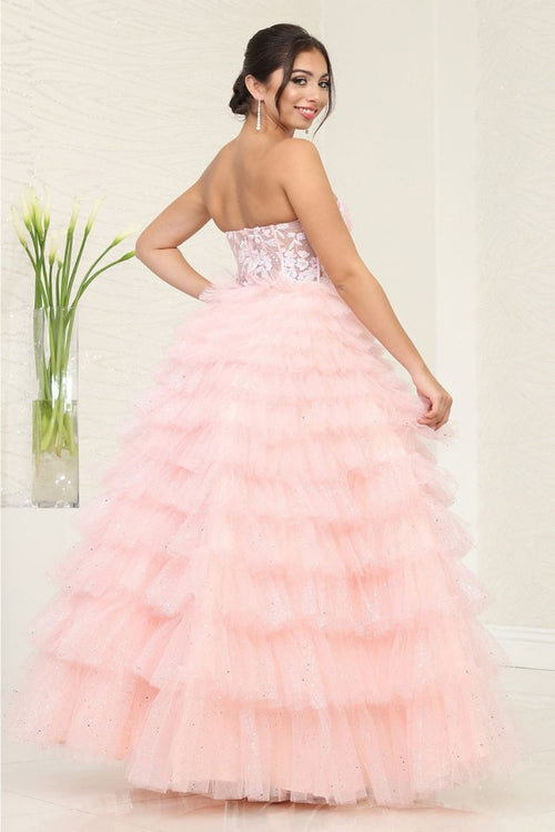 Royal Queen RQ8124 - Stunning Sheer-Tiered Strapless Pageant Dress - Dresses