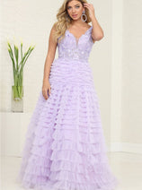 Royal Queen RQ8124 Sheer Tiered Strapless Sweetheart Prom Gown