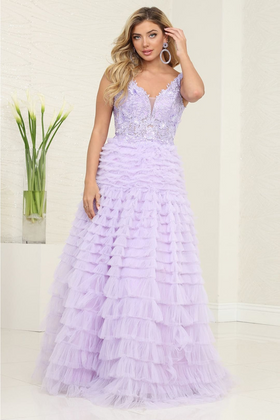 Royal Queen RQ8124 Sheer Tiered Strapless Sweetheart Prom Gown