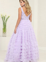 Royal Queen RQ8124 Sheer Tiered Strapless Sweetheart Prom Gown
