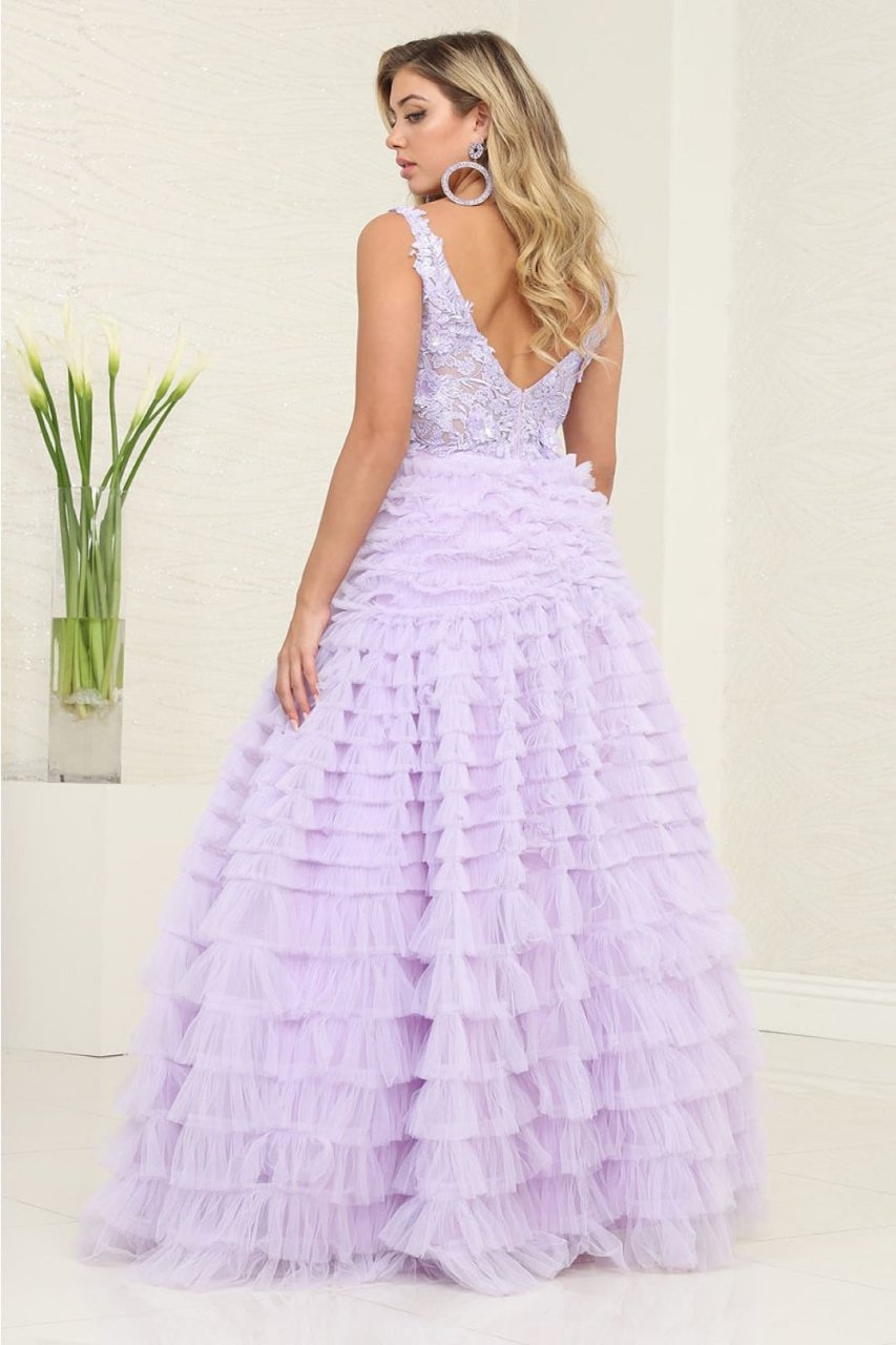 Royal Queen RQ8124 - Stunning Sheer-Tiered Strapless Pageant Dress - Dresses