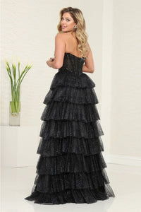 Royal Queen RQ8142 Strapless Layered Ruffle Tulle Pageant Gown - Dress