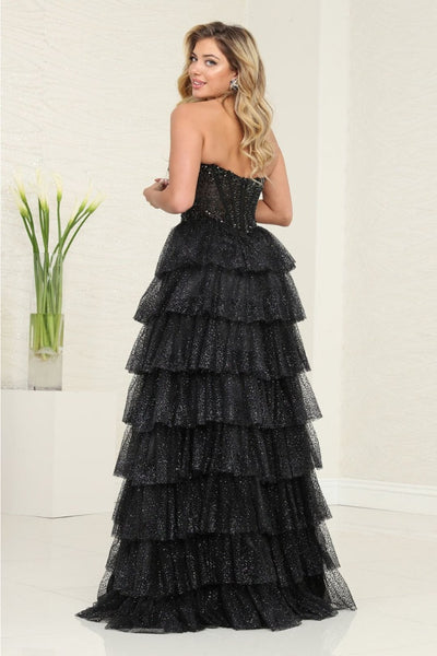 Royal Queen RQ8142 Strapless Layered Ruffle Tulle Pageant Gown - Dress