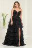 Royal Queen RQ8142 Strapless Layered Ruffle Tulle Pageant Gown - BLACK / 4 - Dress