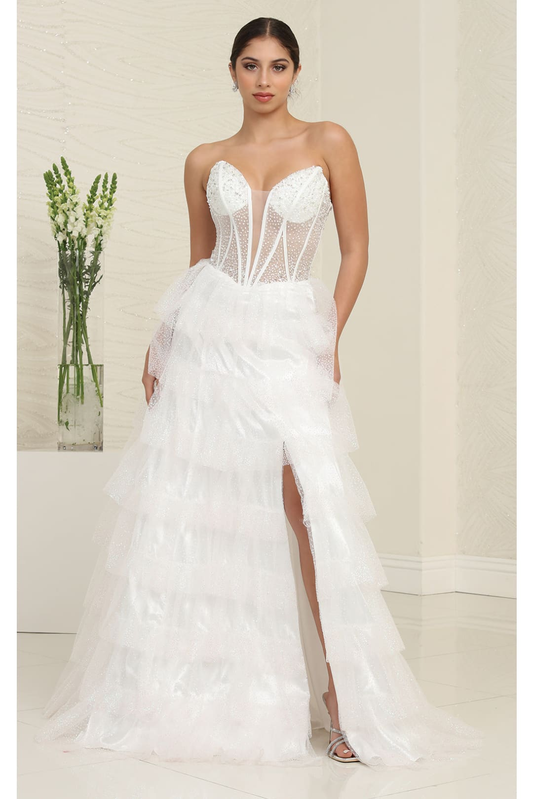 white dresses birthday Sweet Sixteen Dress for 16th Party in by Royal Queen RQ8142 White / 6 V Neck David's Bridal 3 Years (100cm) 56 Category:OCCASION DRESSES Size:42F