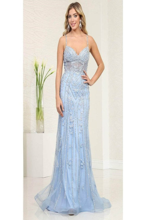 Royal Queen RQ8144 Luxurious Mermaid Prom Dress with Stunning Embroidery - Baby Blue / 4 - Dress