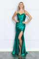 Poly USA 9254 Ruched Embroidered Slit Gown