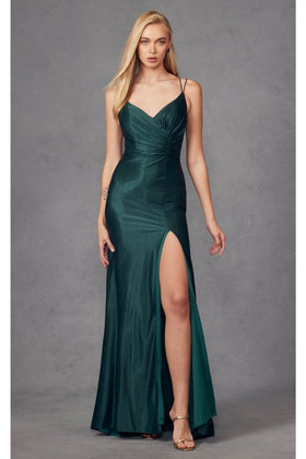 Hunter Green Bridesmaid Dresses-Inexpensive Ruched Lace-Up Juliet 284