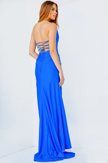 Ruched Fitted Strapless Slit Gown by Jovani 23261 - Long Formal Dresses
