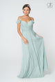 Ruched Long A-line Cold Shoulder Dress by Elizabeth K GL2824-Long Formal Dresses-ABC Fashion