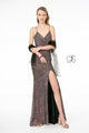 Ruched Long Fitted Sequin Dress with Side Slit by Elizabeth K GL1813 - XS / Navy - Long Formal Dresses