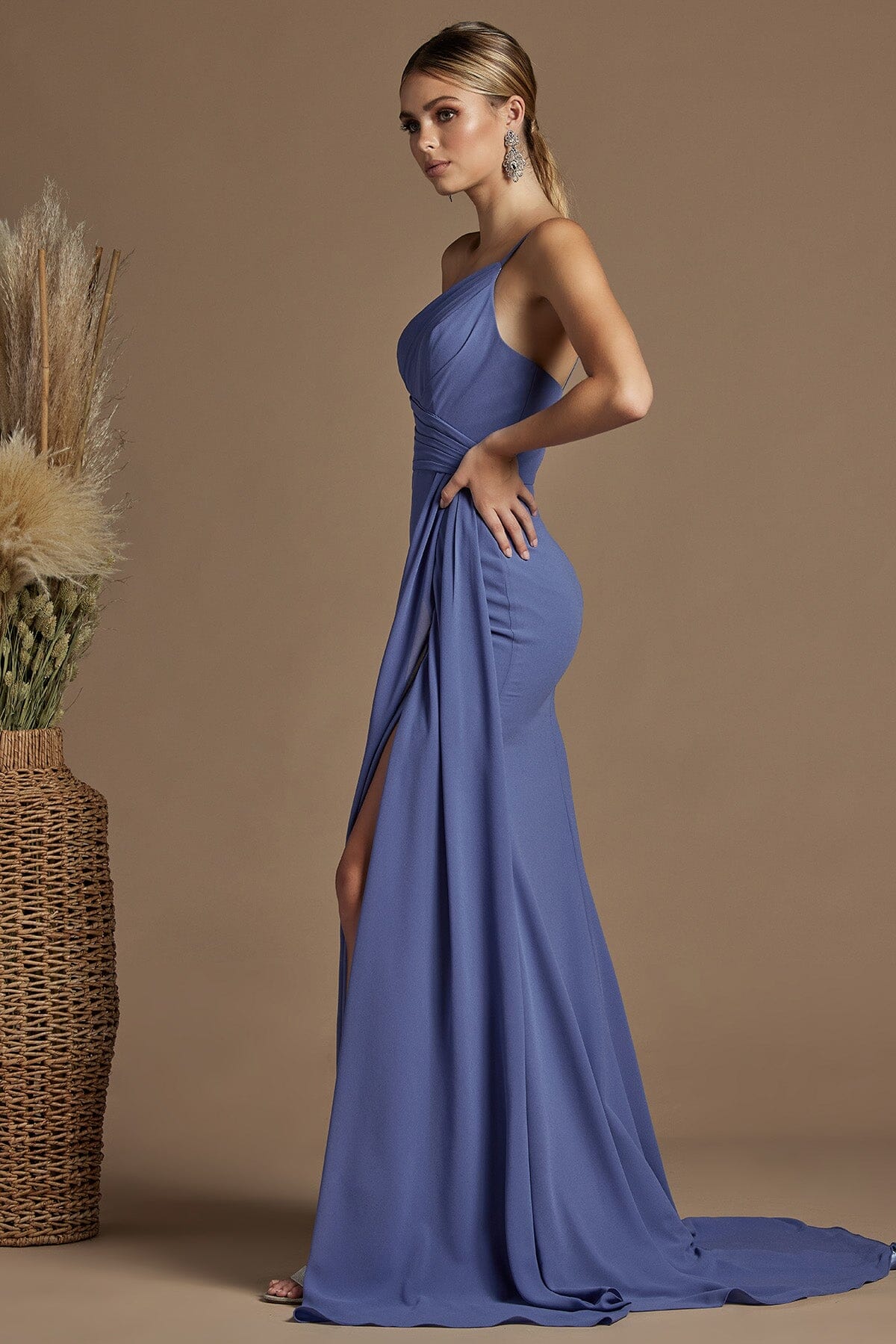 Nox Anabel Sea Form Soft Stretch Crepe / Jersey Blend Sheath Long Formal Dresses