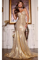 Ruched Metallic Prom Dress: Jovani D5067 - Gold / 00 - Apparel & Accessories > Clothing > Dresses