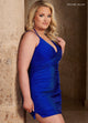 Rachel Allan 30052 Ruched Short Lycra V-Neck Dress