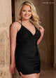 Rachel Allan 30052 Ruched Short Lycra V-Neck Dress