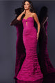 Ruched Strapless Mermaid Dress by Jovani 43422 - 00 / Fuchsia - Long Formal Dresses
