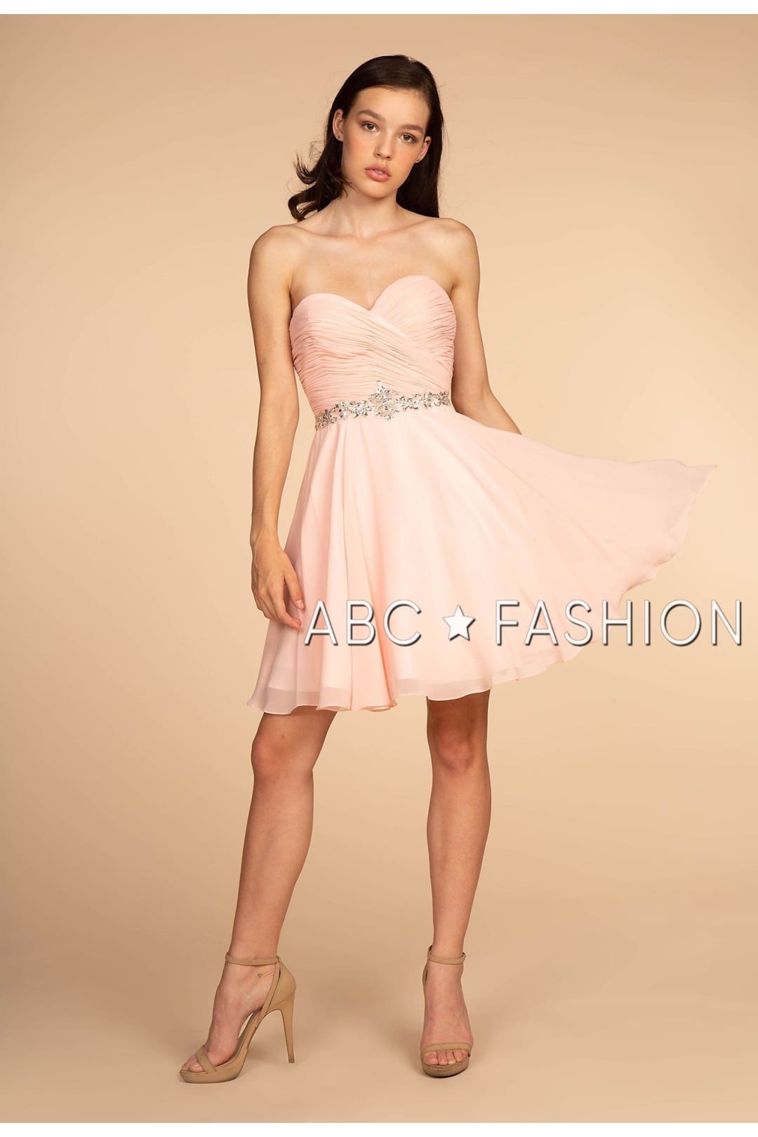 Ruched Strapless Sweetheart Short Dress by Elizabeth K GS1637-Short Cocktail Dresses-ABC Fashion
