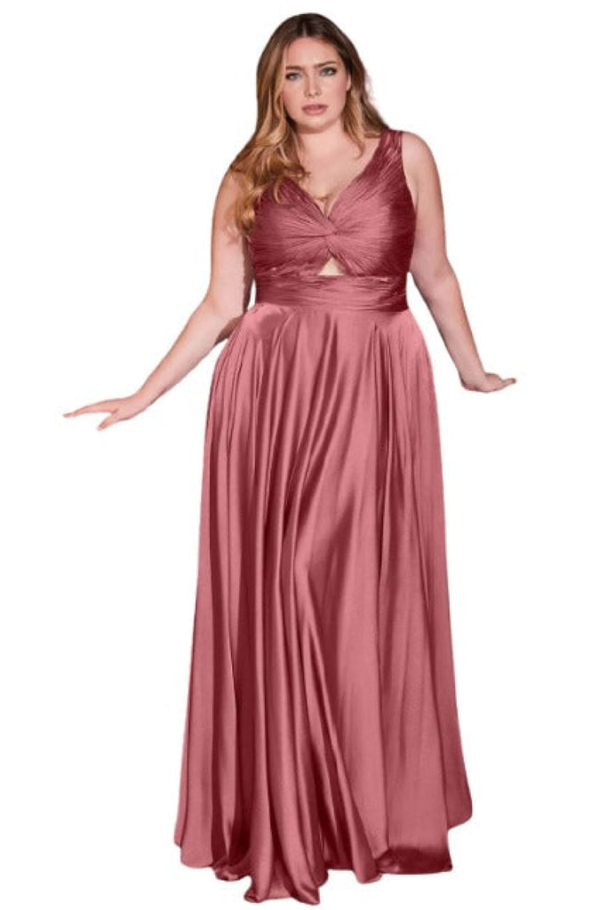 Ruched V-Neck Knotted Prom Gown 2025 Elegant Evening Dress - Dark Mauve / 4 - Prom