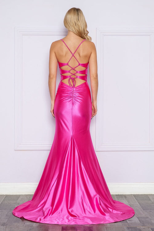 Poly USA 9256 Ruched V-Neck Mermaid Gown