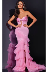 Ruffle Pink Prom Dress: Jovani D5114 - Prom
