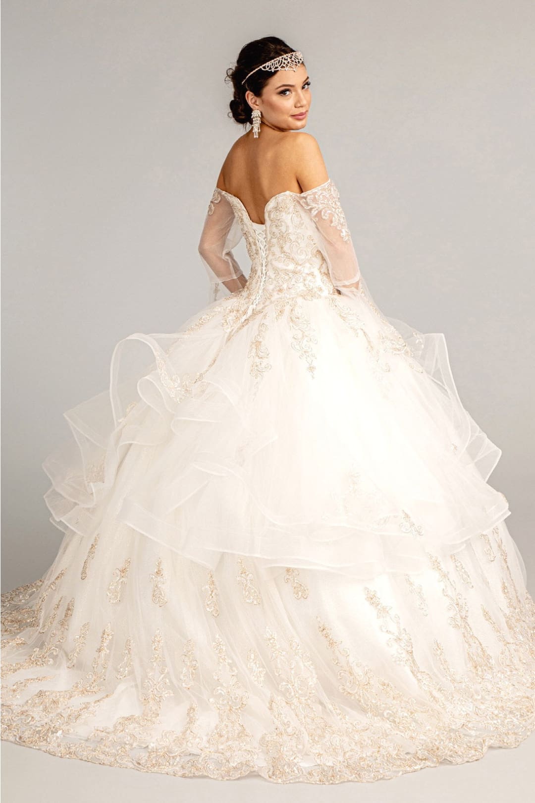 Ruffled Bell Sleeve Ball Gown by Elizabeth K GL1976 - Quinceanera Dresses