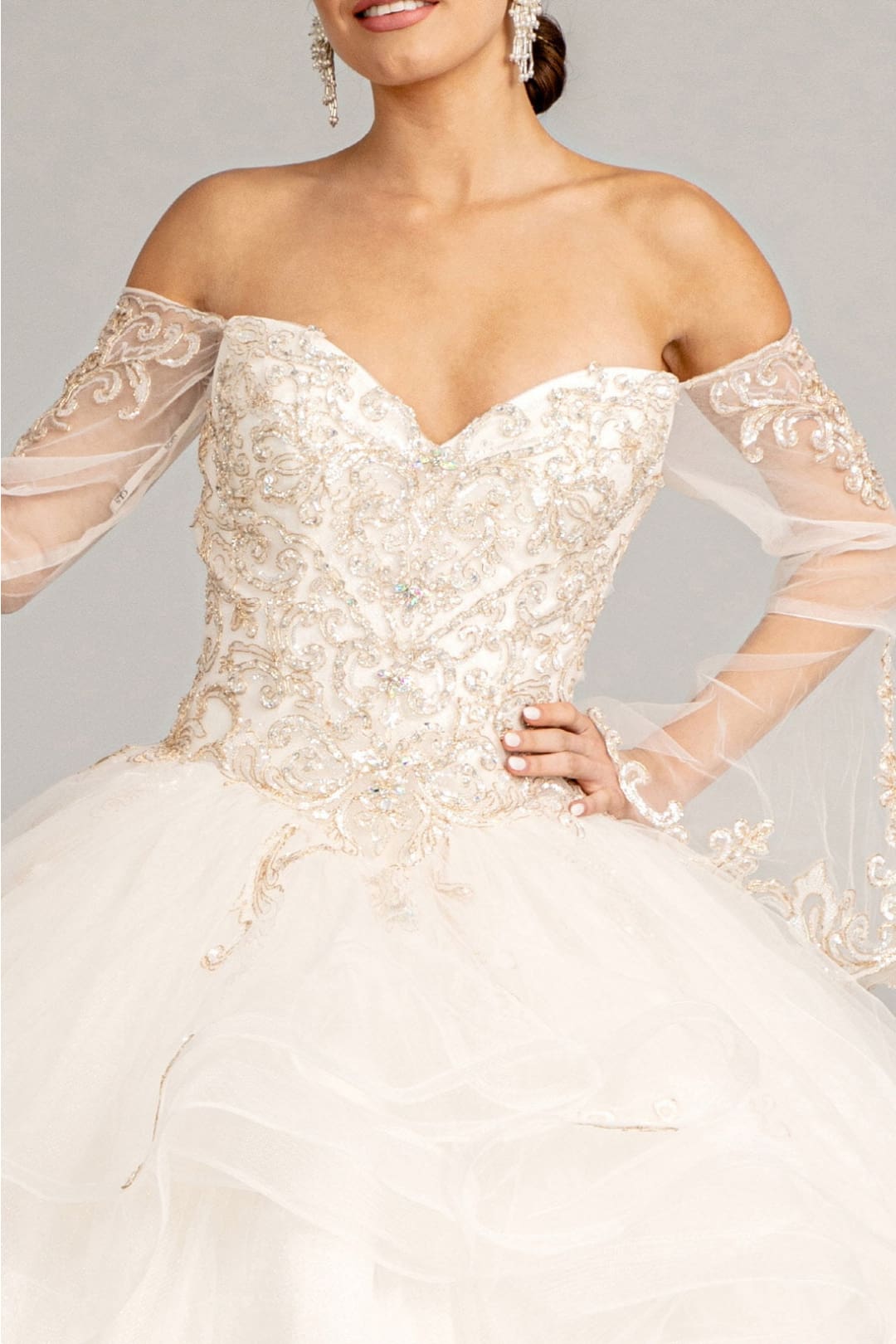 Ruffled Bell Sleeve Ball Gown by Elizabeth K GL1976 - Quinceanera Dresses