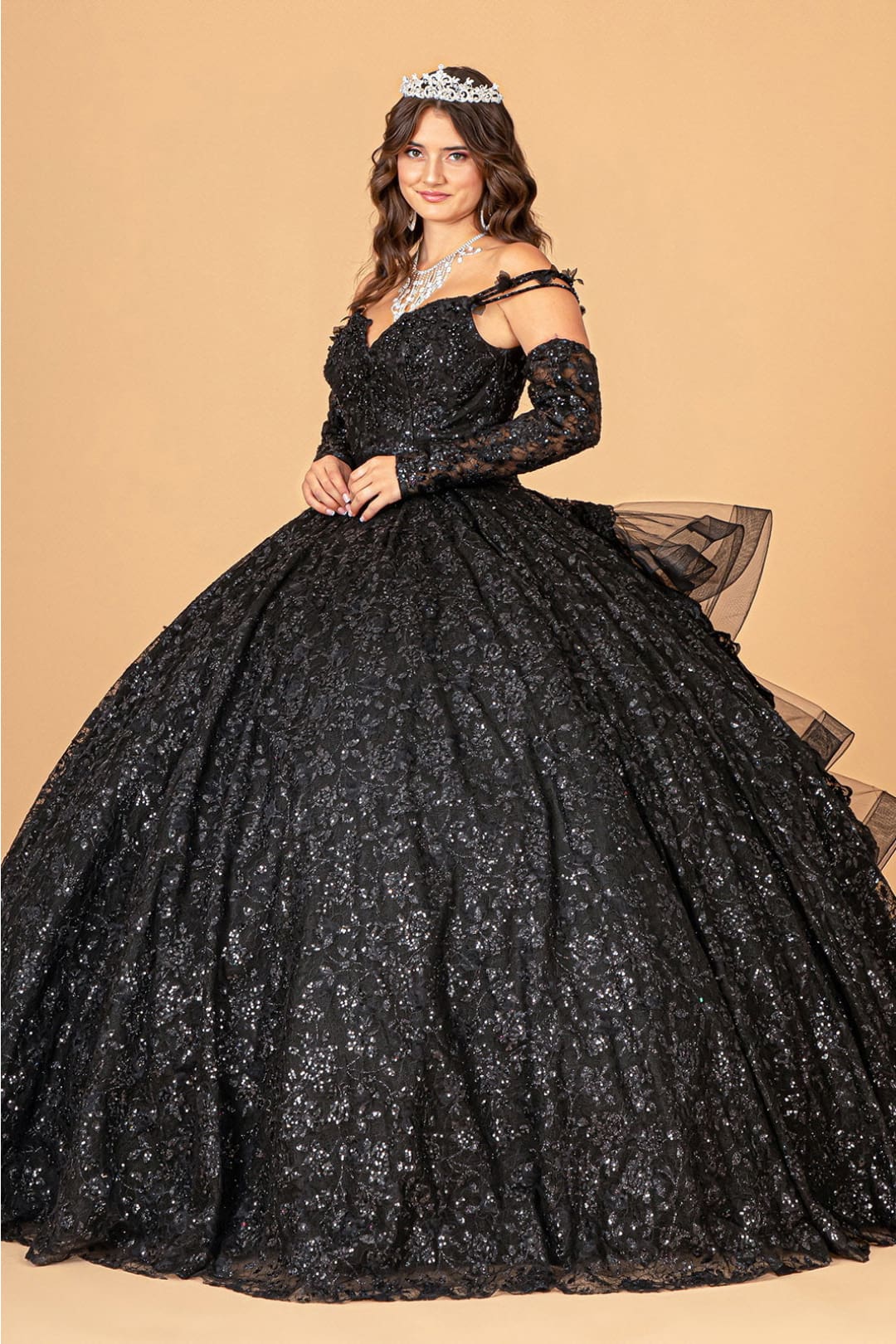 Ruffled Floral Print Ball Gown by Elizabeth K GL3072 - Quinceanera Dresses