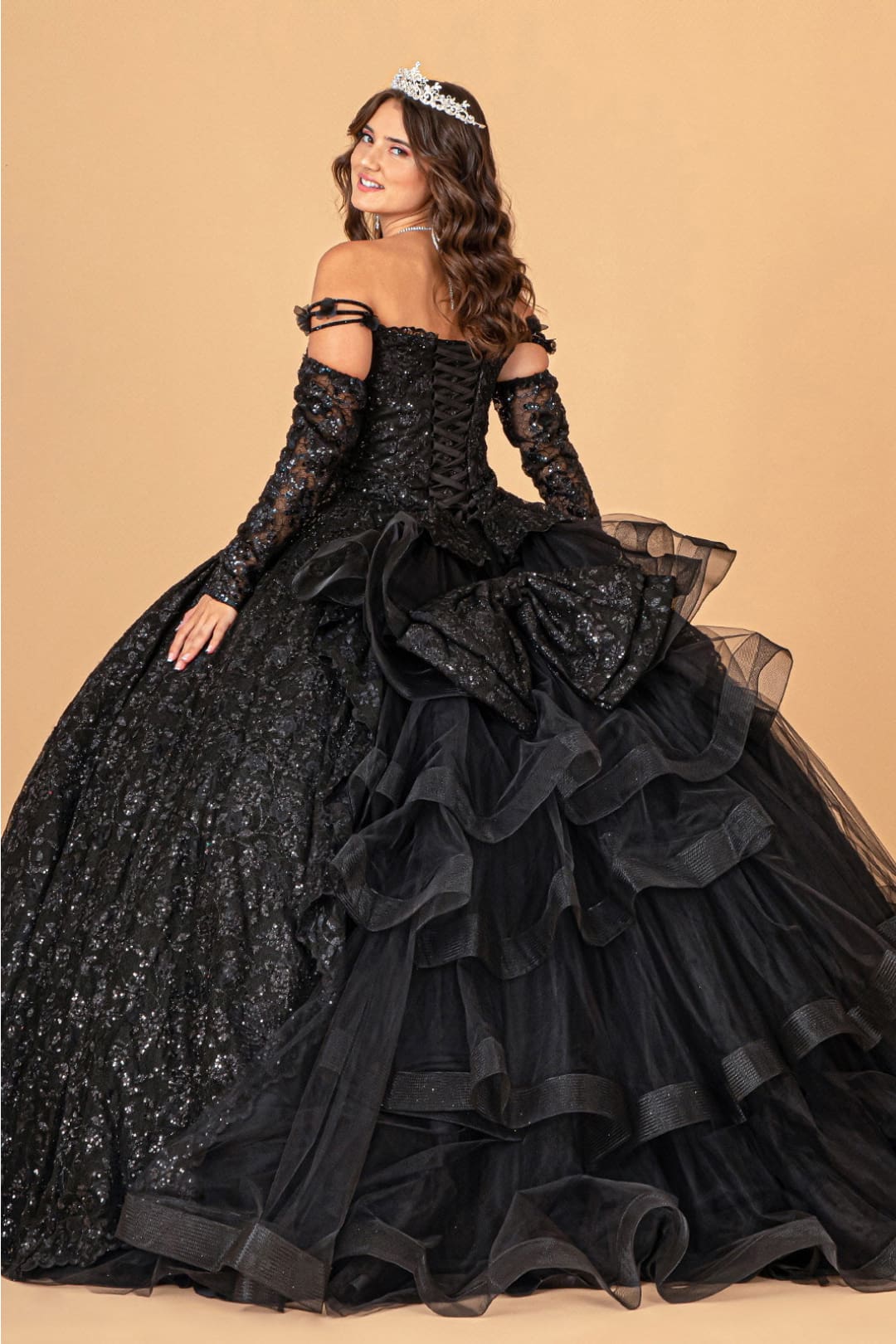 Ruffled Floral Print Ball Gown by Elizabeth K GL3072 - Quinceanera Dresses