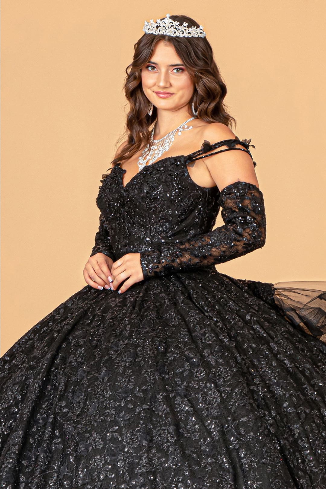 Ruffled Floral Print Ball Gown by Elizabeth K GL3072 - Quinceanera Dresses