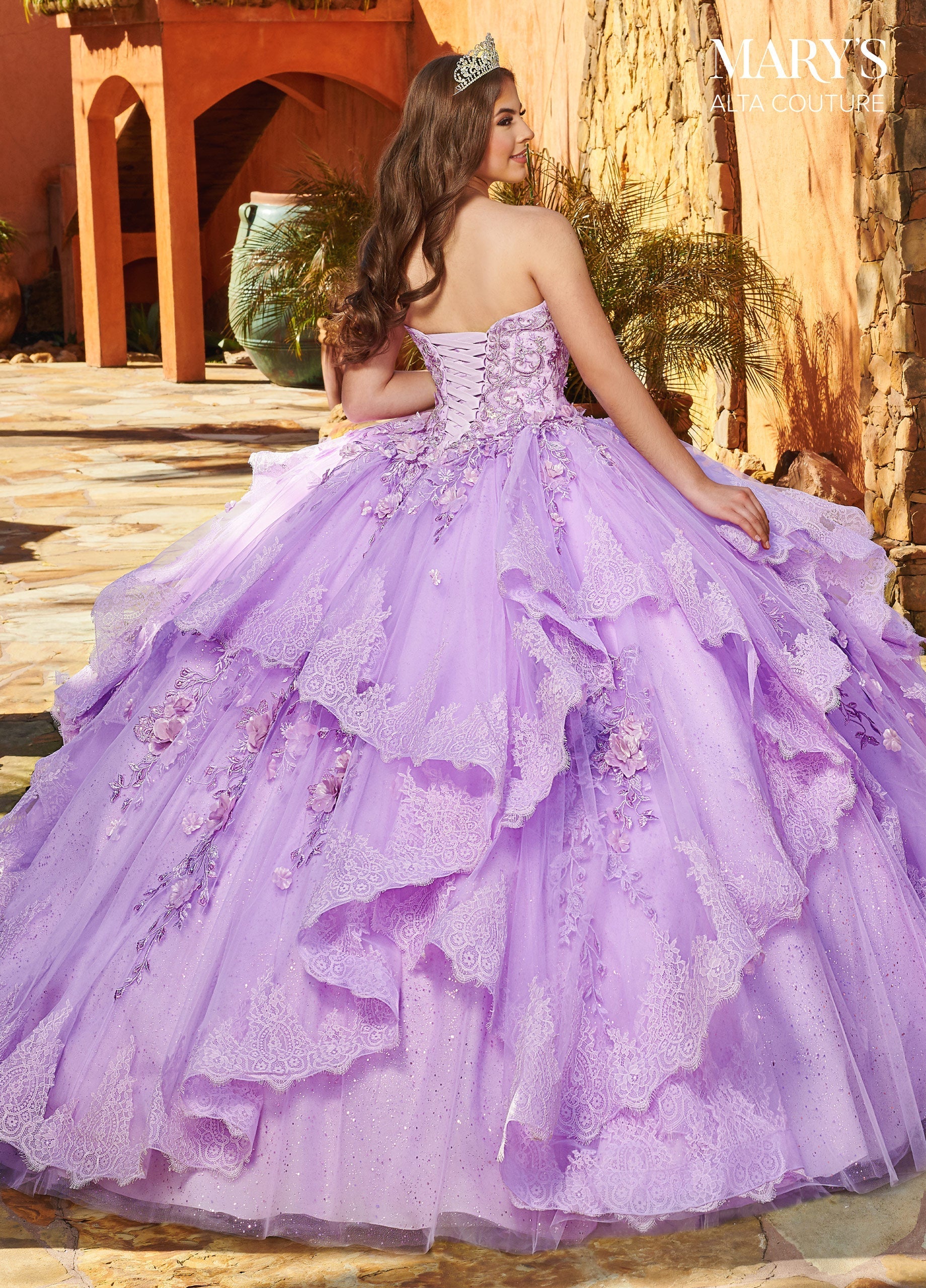 Alta Couture MQ3088 Ruffled Lace Quinceanera Dress