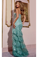 Ruffled Long Glitter Prom Dress: Jovani 43171 - Prom