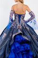 Ruffled Metallic Glitter Ball Gown by Elizabeth K GL1912 - Quinceanera Dresses