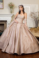 Ruffled Metallic Glitter Ball Gown by Elizabeth K GL1912 - XS / Rose Gold - Quinceanera Dresses