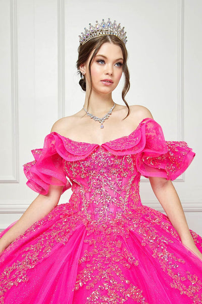 Ruffled Off Shoulder Corset Ball Gown by Bella Princess PQ1042