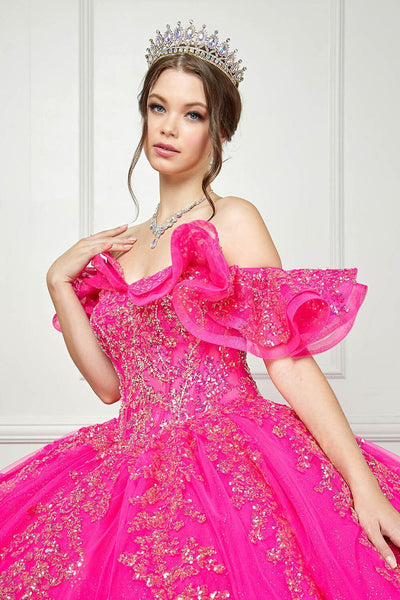 Ruffled Off Shoulder Corset Ball Gown by Bella Princess PQ1042