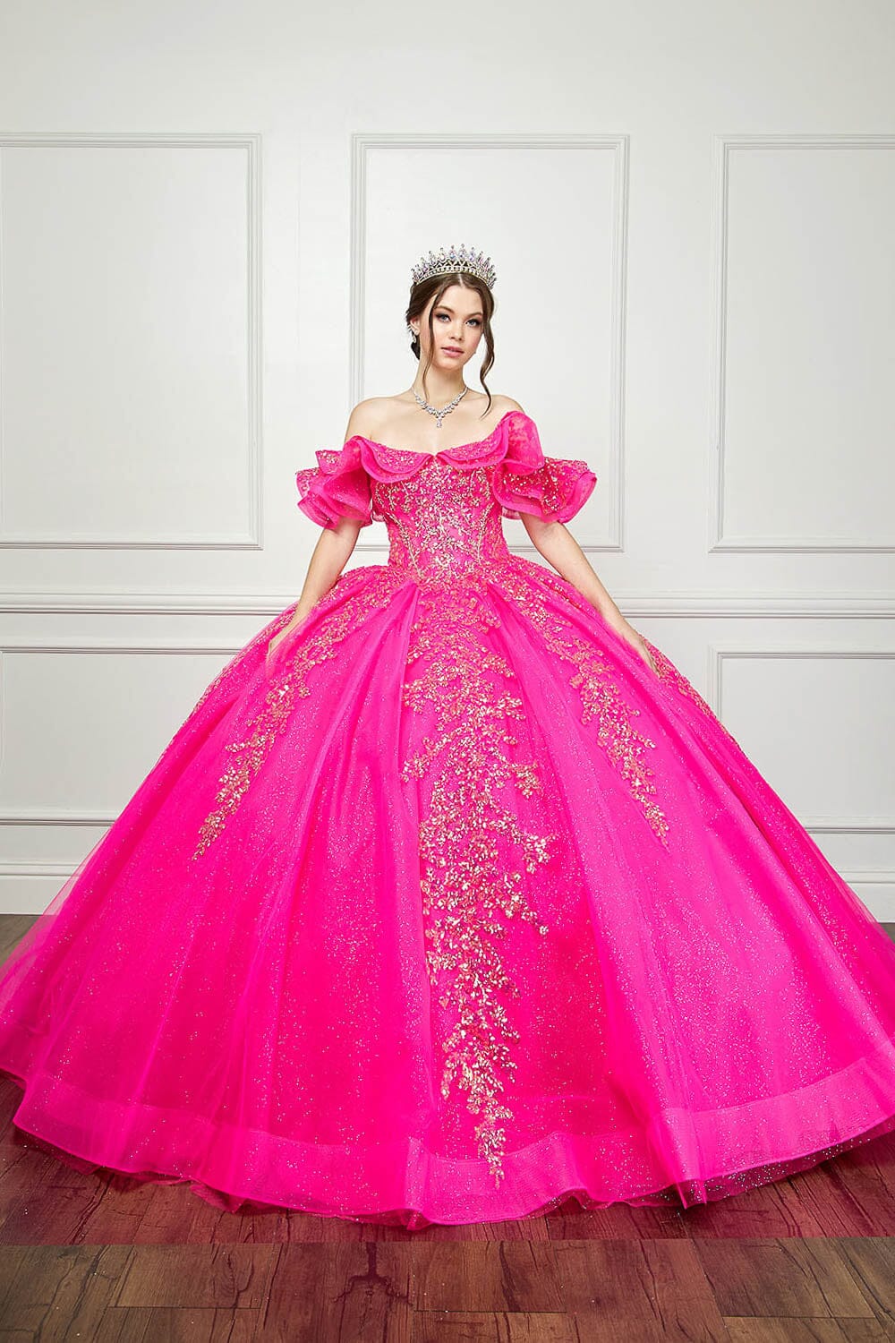 Ruffled Off Shoulder Corset Ball Gown by Bella Princess PQ1042