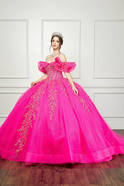 Ruffled Off Shoulder Corset Ball Gown by Bella Princess PQ1042