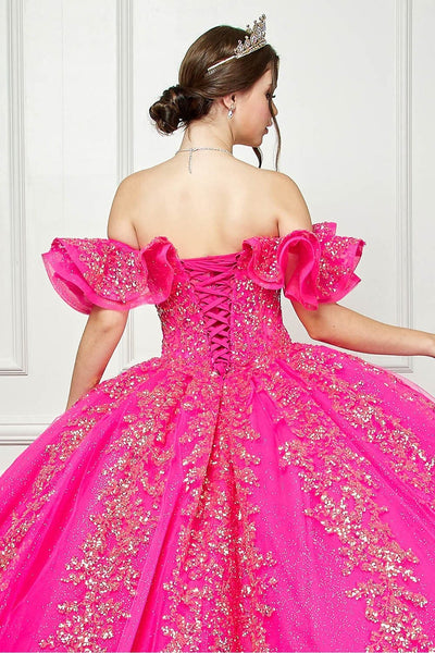 Ruffled Off Shoulder Corset Ball Gown by Bella Princess PQ1042