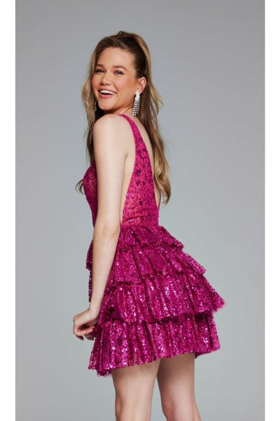 Ruffled Short Glitter Hoco Dress: Jovani 39700 - Apparel & Accessories > Clothing > Dresses