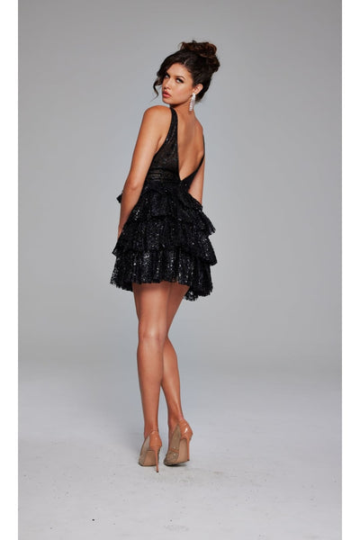 Ruffled Short Glitter Hoco Dress: Jovani 39700 - Apparel & Accessories > Clothing > Dresses