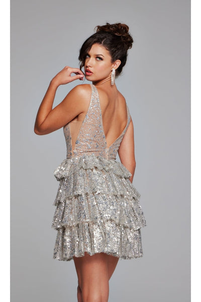 Ruffled Short Glitter Hoco Dress: Jovani 39700 - Apparel & Accessories > Clothing > Dresses