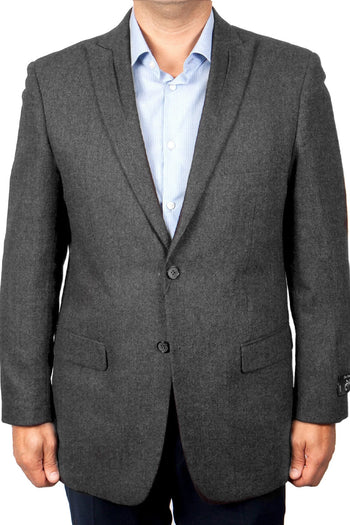 Blazer de lana con solapa de pico y dos botones para hombre en gris