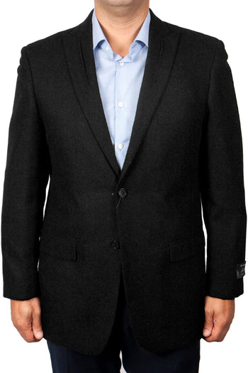 Blazer de lana con solapa de pico y dos botones para hombre en azul marino