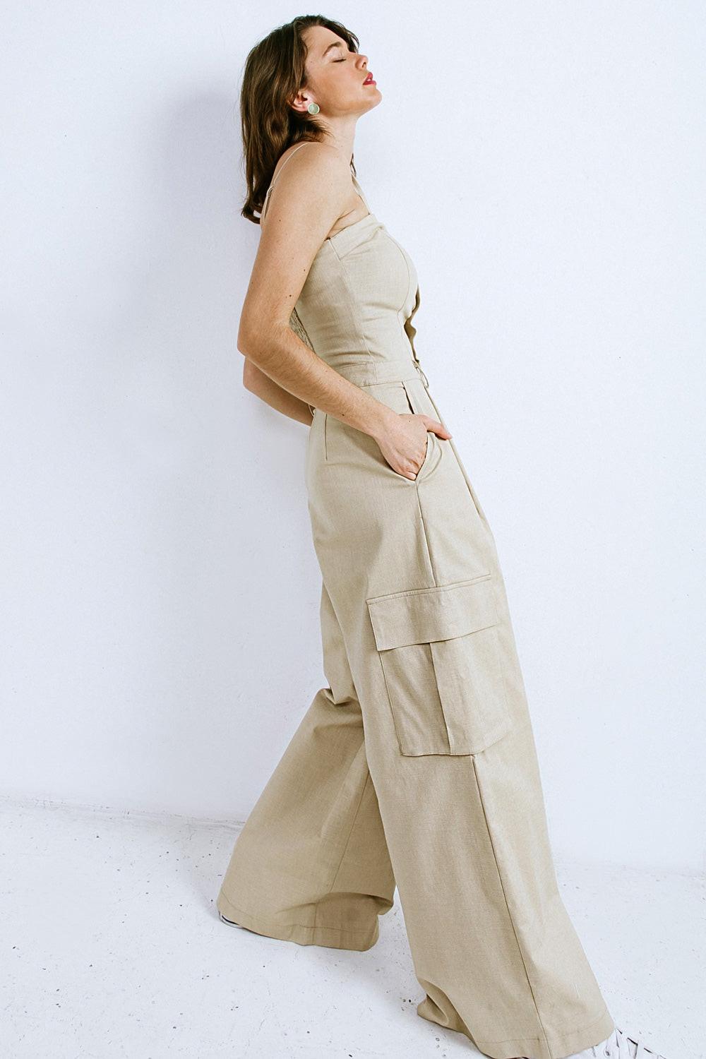 Flying Tomato TAUPE JUMPSUIT
