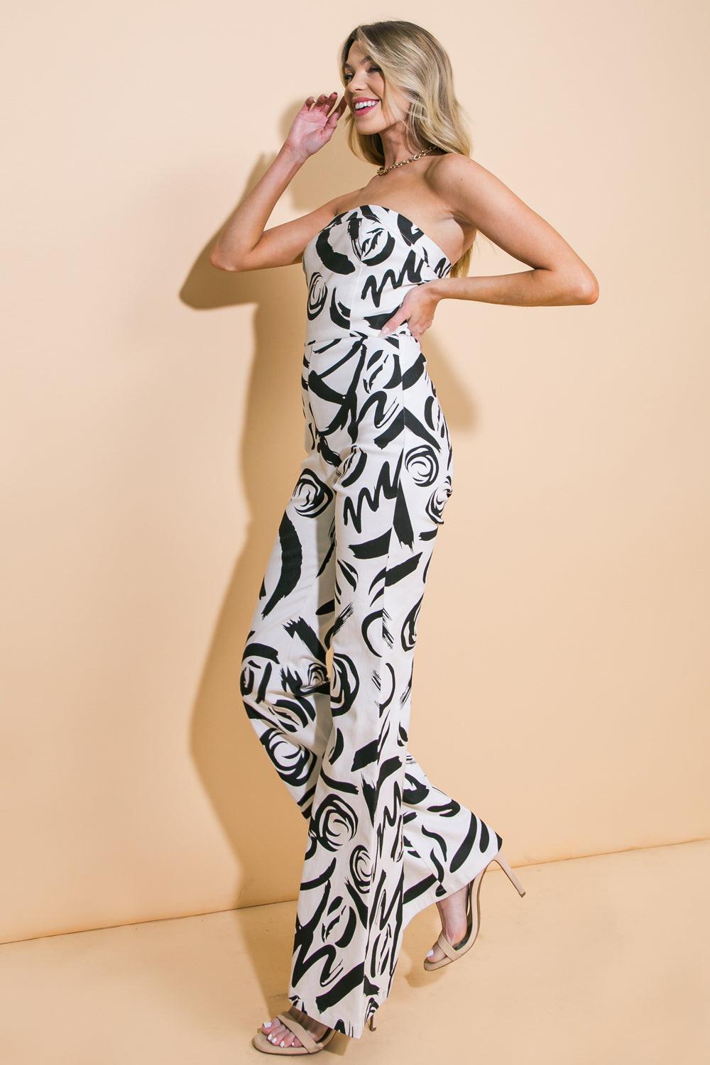 Flying Tomato WHITE BLACK JUMPSUIT