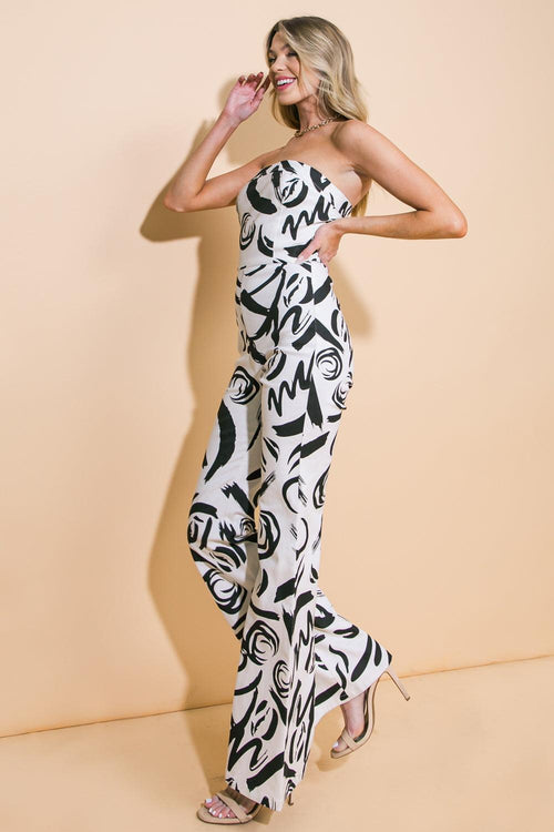 Flying Tomato WHITE BLACK JUMPSUIT